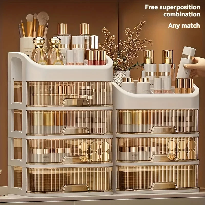 Cosmetic Storage Box Large Capacity Transparent Drawer Jewelry Makeup Storage Box Multi-Layer Multi-Functional Desktop Organizer