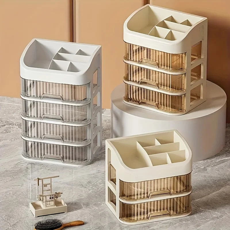 Cosmetic Storage Box Large Capacity Transparent Drawer Jewelry Makeup Storage Box Multi-Layer Multi-Functional Desktop Organizer